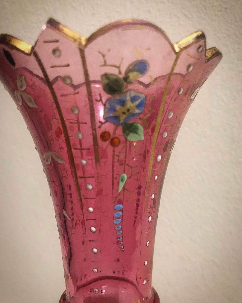 Vase, Mit Emailfarbe - Emaille, Glas, Vergoldet, Metall - Ende des 19. Jahrhunderts #1.2