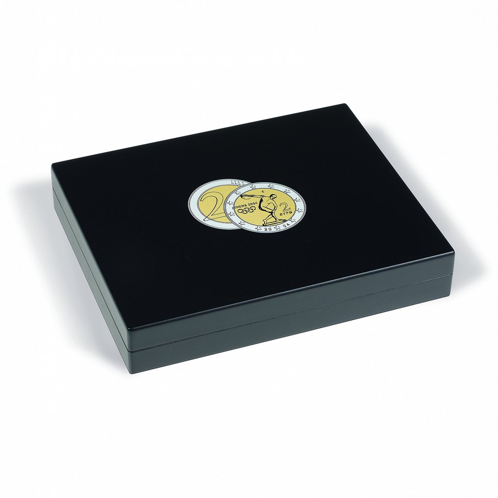 Asusteet. Leuchtturm - Luxe muntcassette Volterra Trio voor het opbergen van 105 stuks 2 euro munten in caps. (Ei pohjahintaa) #1.0