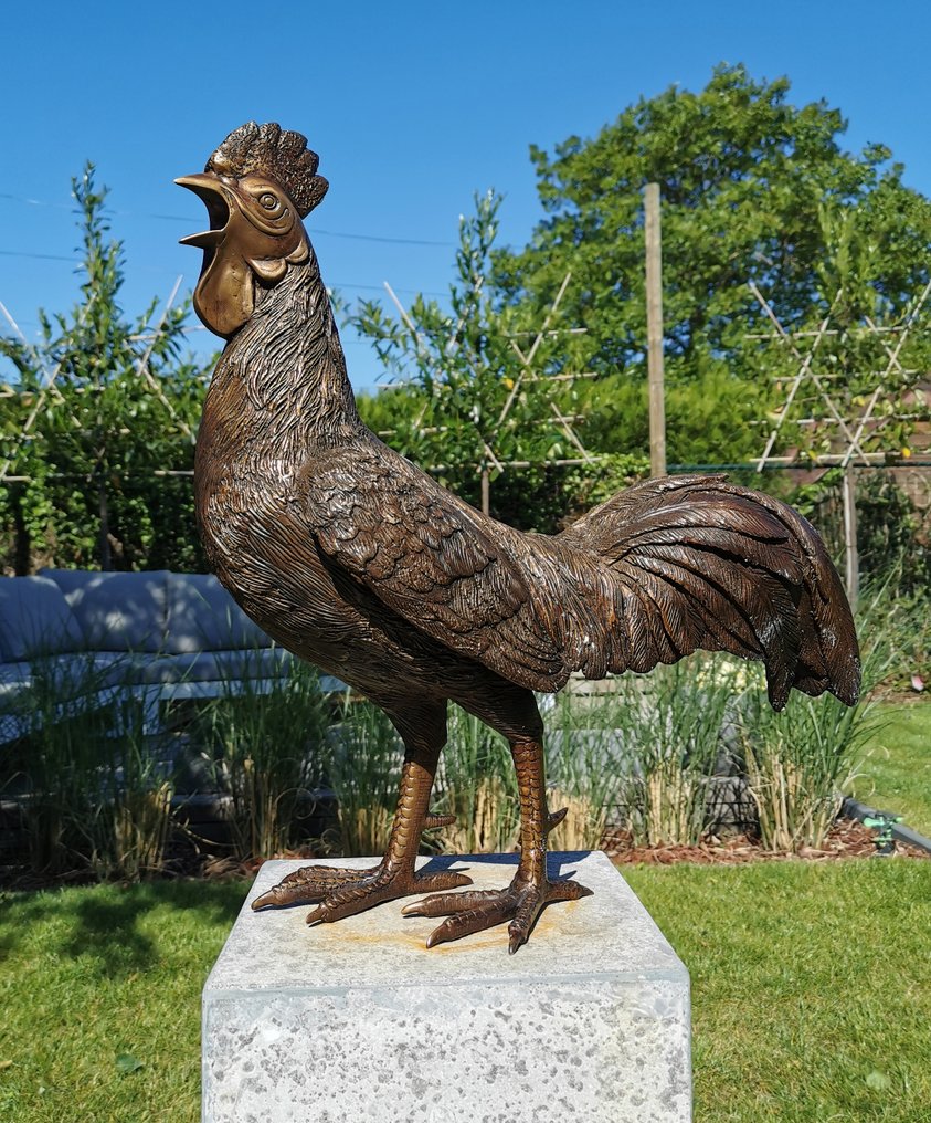 Szobor, Franch rooster in bronze - 50 cm - Bronz #1.0