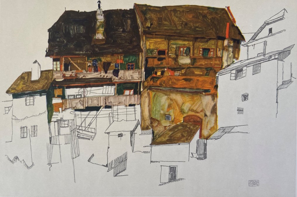 Egon Schiele (1890-1918), after - Alte Häuser in Krumau #1.0