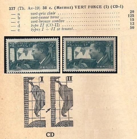 法國 1937 - 稀有的编号337新款一对 ** 类型 I & II 自持 #1.0