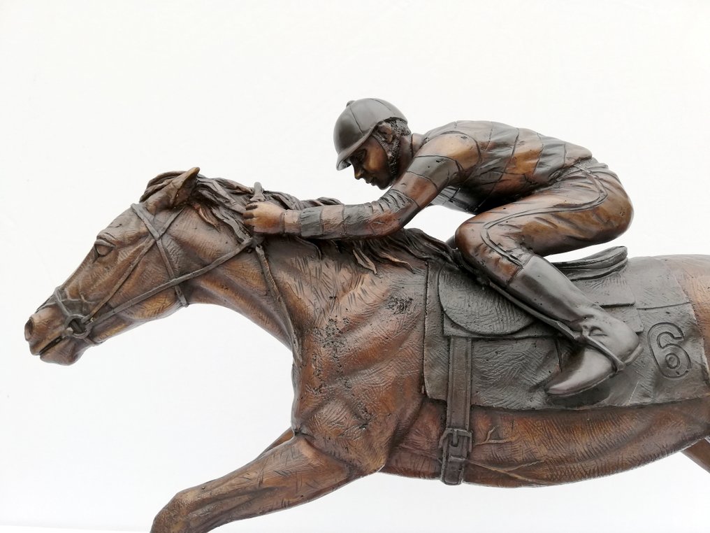 Γλυπτό, Riding horse - Racing horse - 54 cm - Μπρούντζος, Μάρμαρο #3.2