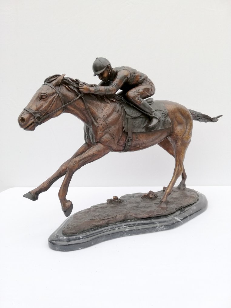 Γλυπτό, Riding horse - Racing horse - 54 cm - Μπρούντζος, Μάρμαρο #4.3