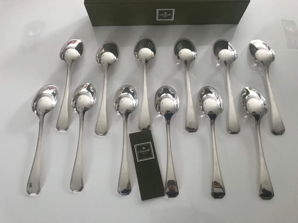 Christofle - Spoon - Set of 12 America model tablespoons - Silverplated #1.0