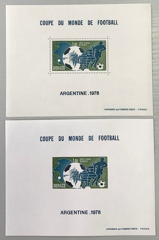 摩納哥 1978 - 摩纳哥，特别册块-第10号和10a号，足球世界杯“阿根廷1978” - Yvert 10, 10a #1.0