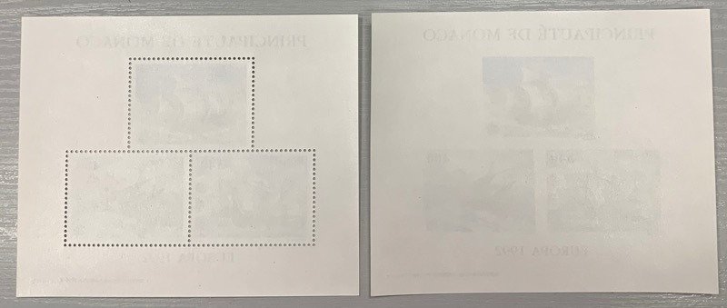 Monaco 1992 - Monaco, special BF issues No. 19 and 19a, Europa 1992 'Christopher Columbus', with serrated and #1.0