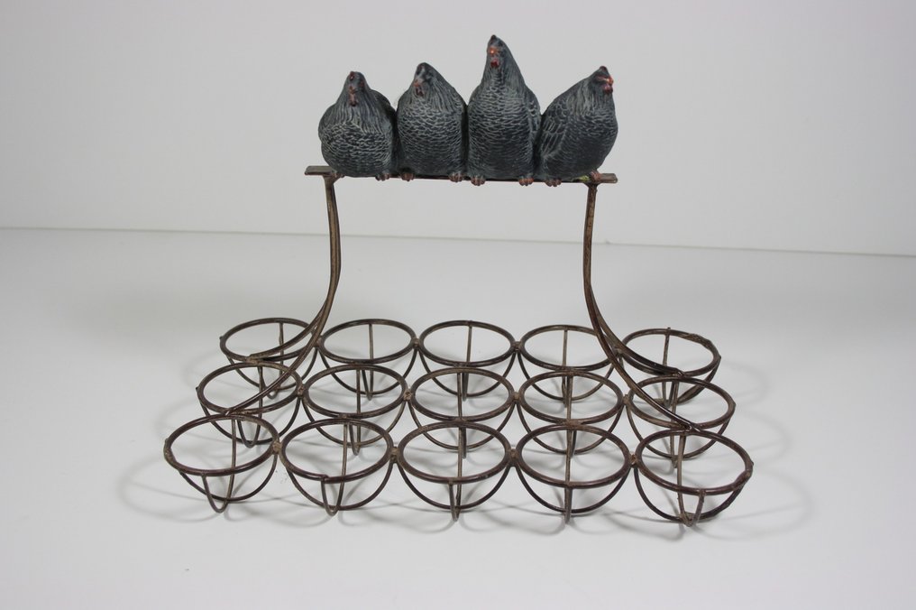 蛋架套装 - "Kippen op stok" - 铁, 树脂 #1.0