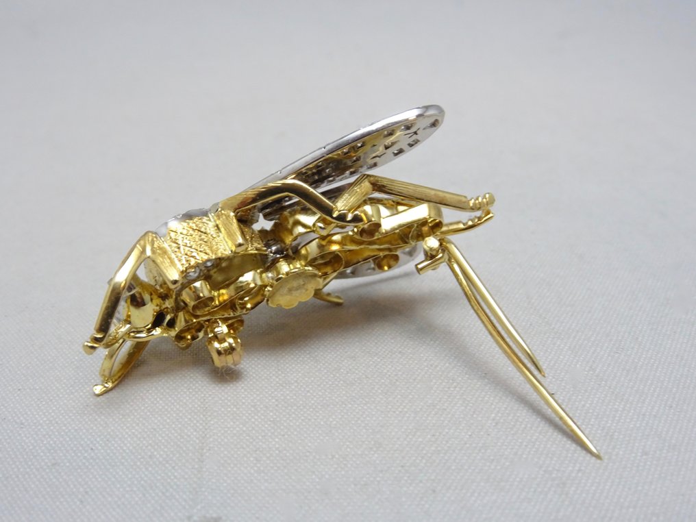 胸針 - 18 克拉 白金, 黃金 鉆石 (天然)  #4.3