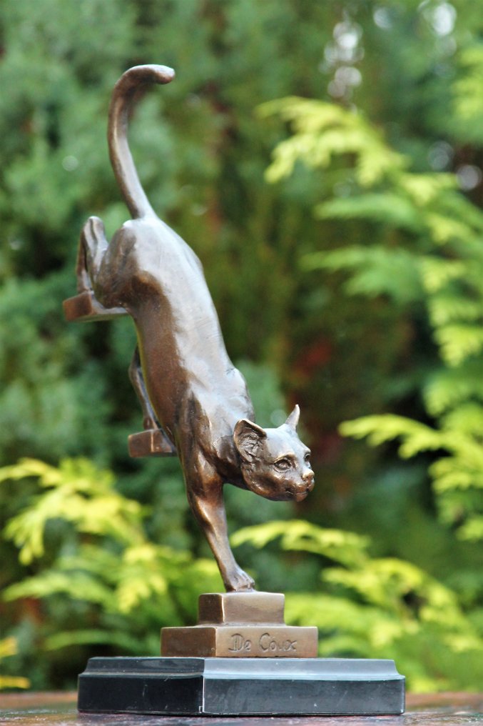 Statua, Kat van de trap - 30 cm - marmo di bronzo #3.2