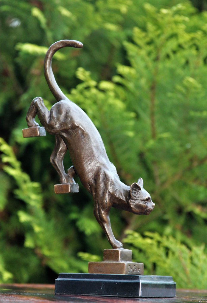 Statua, Kat van de trap - 30 cm - marmo di bronzo #2.1