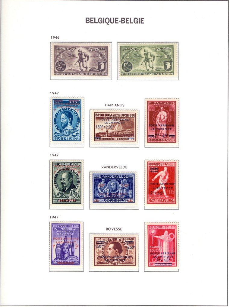 比利时 1930/1958 - 完整的空邮邮票收藏，如在Davo相册页上 - OBP/COB PA1/35 + 810A #1.0