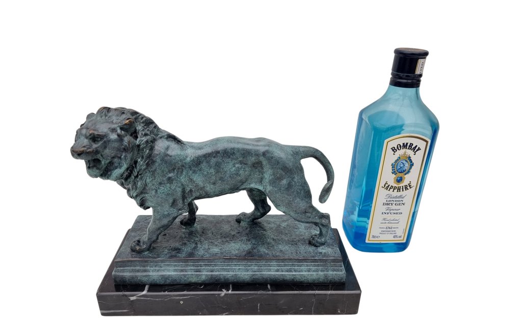 Rzeźba, Roaring lion - 20 cm - Brązowy, Marmur #1.0
