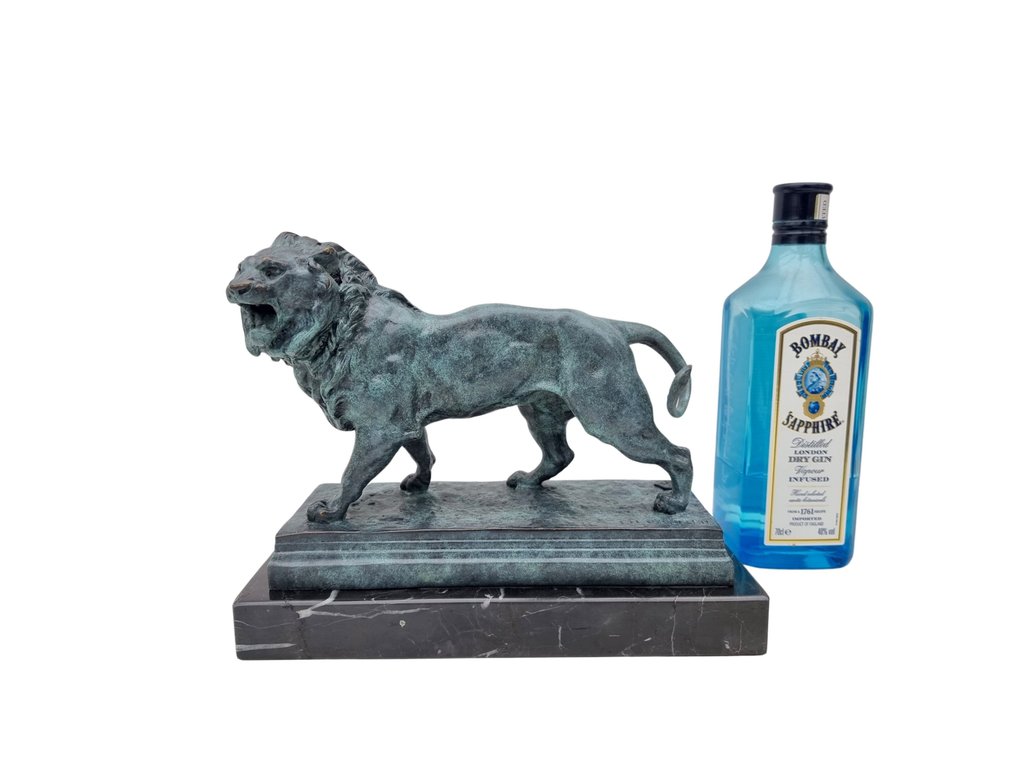 Rzeźba, Roaring lion - 20 cm - Brązowy, Marmur #2.1