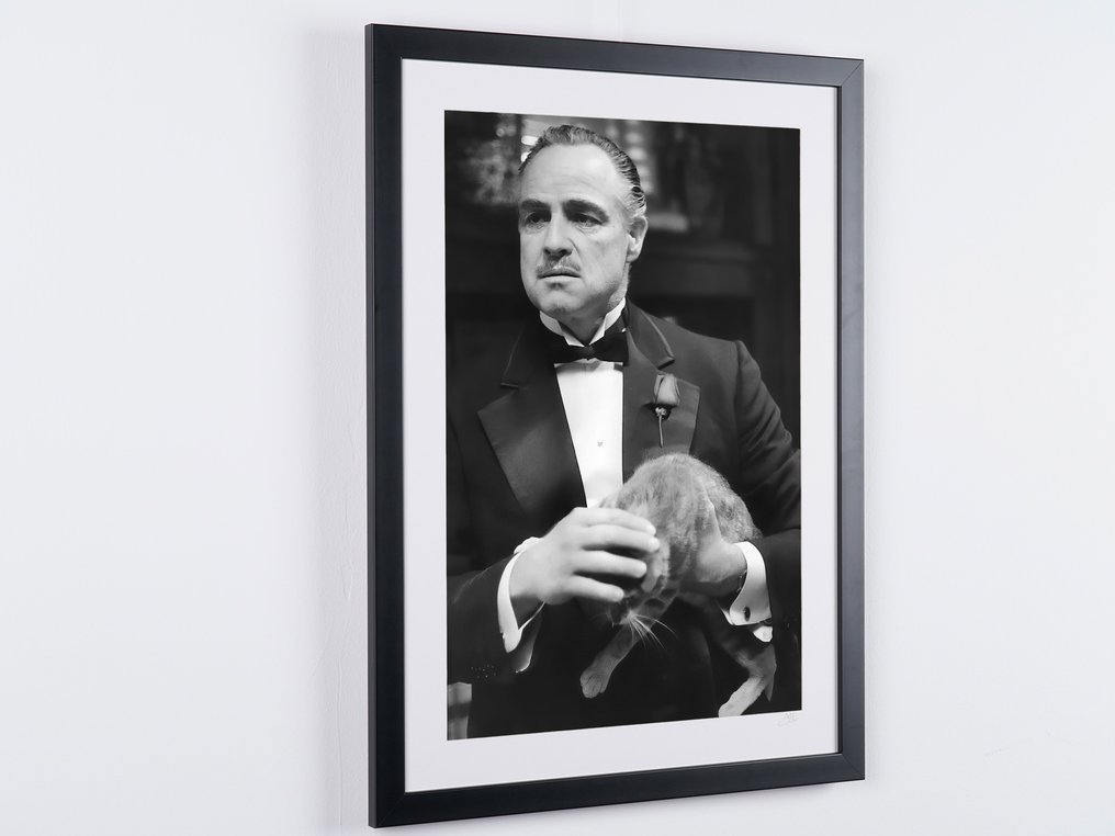 The Godfather, Marlon Brando as "Don Vito Corleone" - Fine Art Photography - Luxury Wooden Frame 70X50 cm - Limited Edition 04 of 50 - Serial 16404 - Original Certificate (COA), Hologram - 100% New. Shipping Reduction from 3 items #4.3