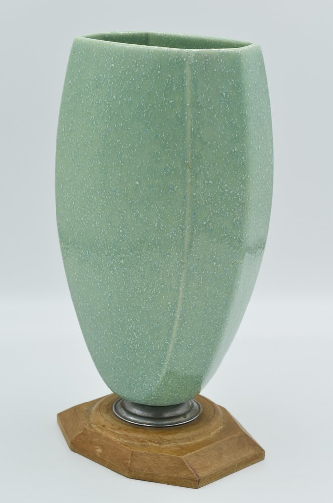 Paul Millet (1870/1950) - Art Deco vase - Emaljert porselen og tre - Sèvres - ca 1920/1930 #2.1