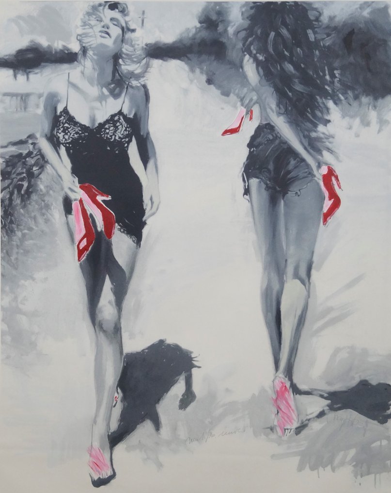 Janusz Haka (1951) - Night and Day XXL su tela rosso ( grande formato ) #1.0