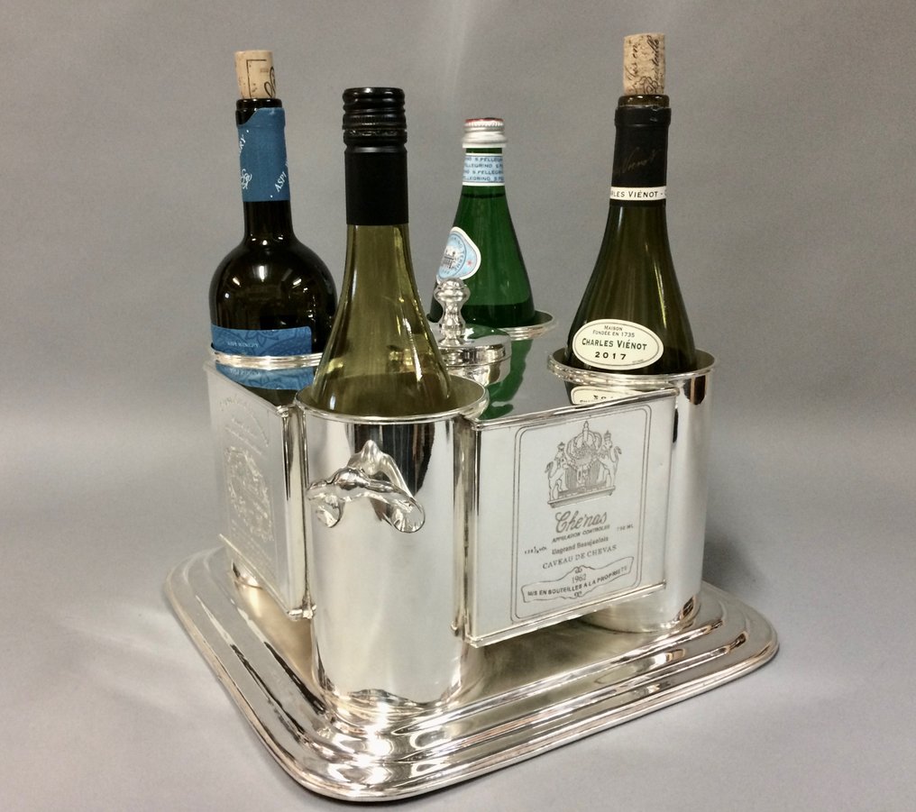 Σαμπανιέρα - Για 4 μπουκάλια με διαμέρισμα για παγάκια στη μέση. - Επάργυρο #1.0