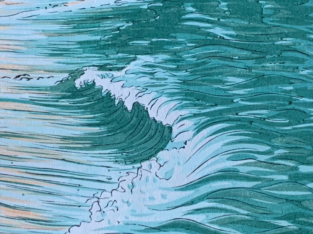 'Mount Fuji from the coast of Hagoromo' - From the series "Twelve Views of Japan" - Okada Koichi (1907-?) - Published by Unsodo - 日本 #2.1