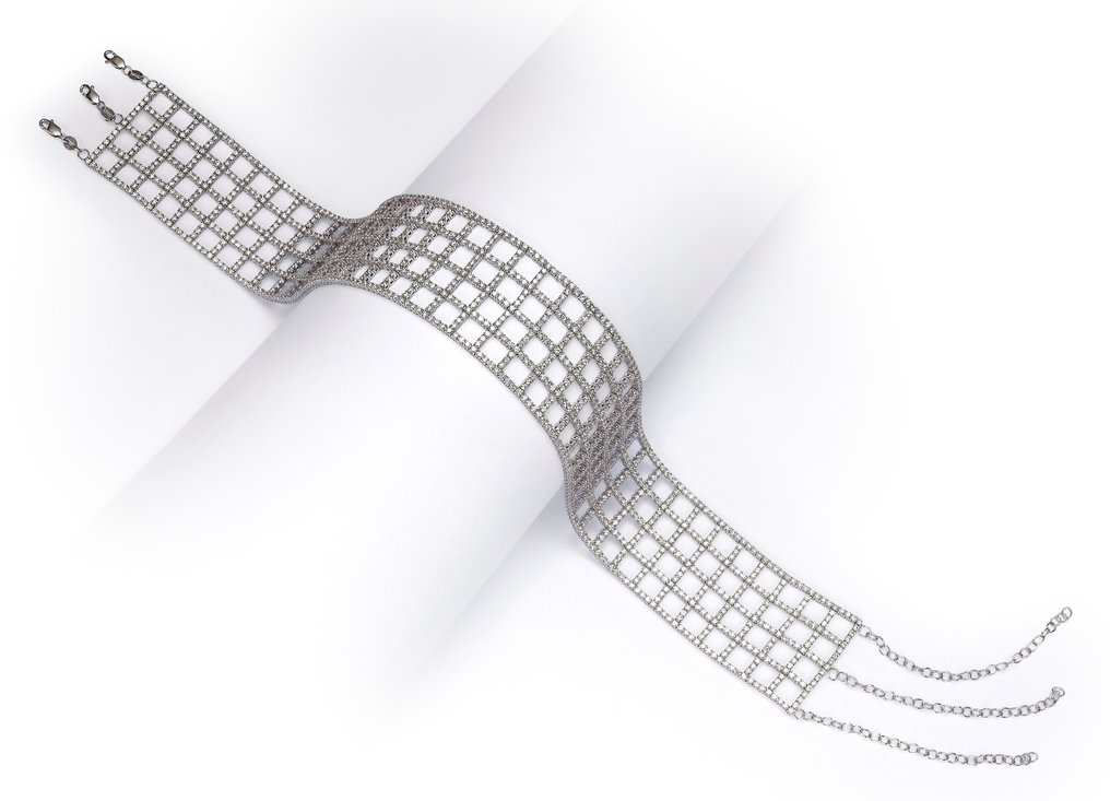 Kaulakoru - 18 kt. Valkokulta -  25.20ct. tw. Timantti (Luonnollinen) - Timantti #4.3