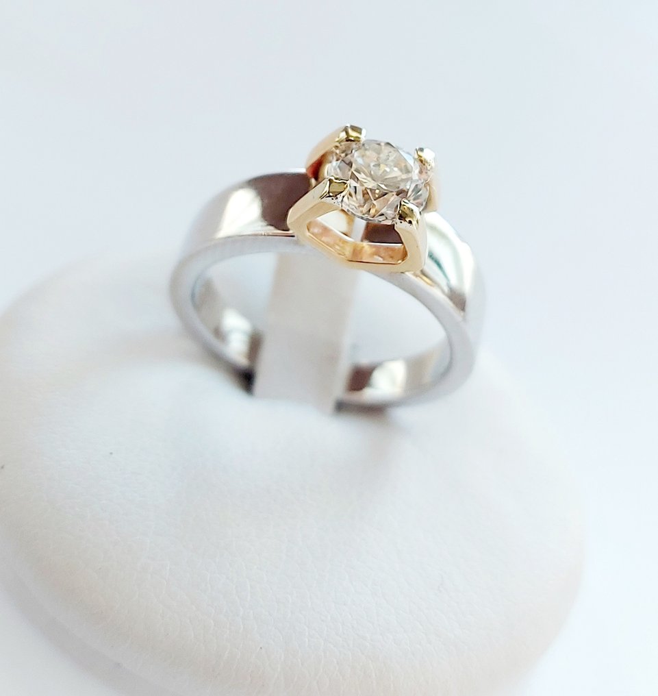 18 kt Gelbgold, Weißgold - Ring - 1.04 ct Diamant #1.1