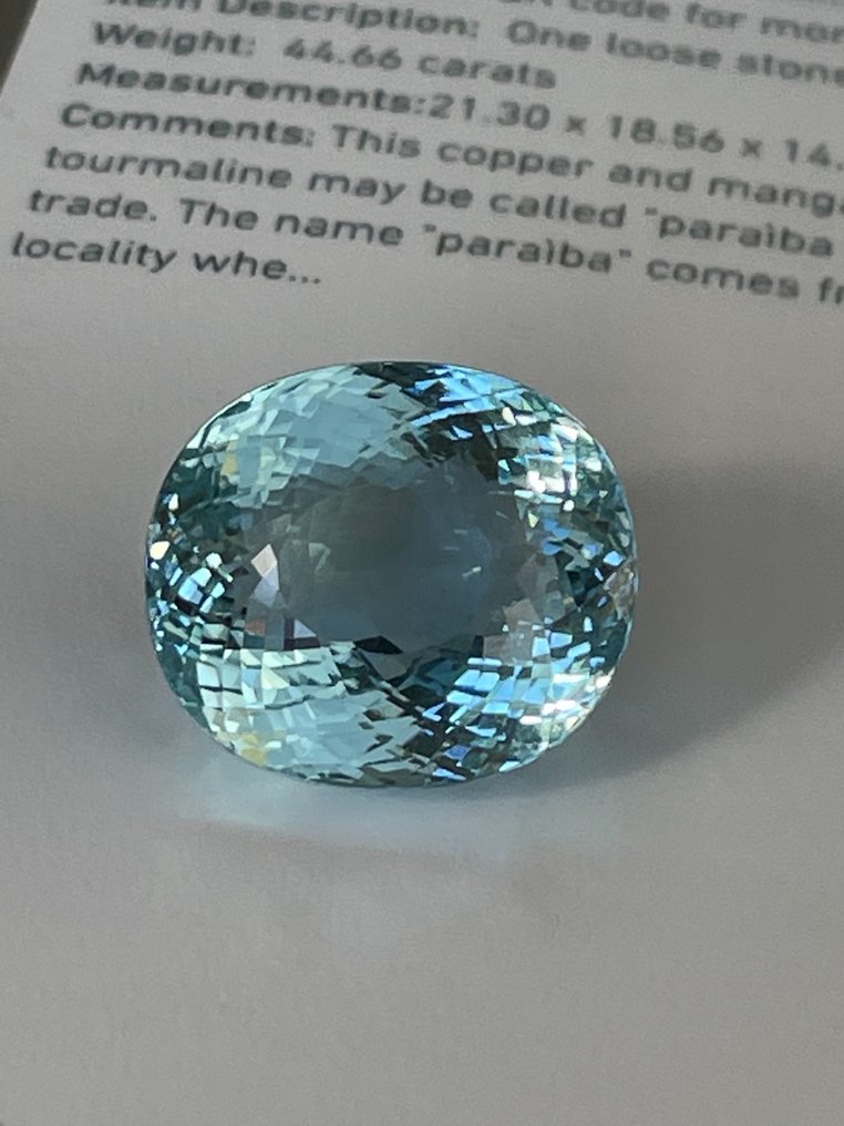 1 pcs  蓝色 帕拉伊巴碧玺  - 44.66 ct - 美国宝石研究院（GIA） #3.2