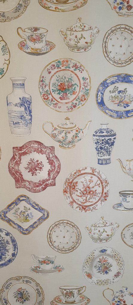 布料 陶器设计,带盘子和茶壶;独家 -320x280cm- Artmaison 艺术设计 - 紡織品 - 320 cm - 280 cm #1.0
