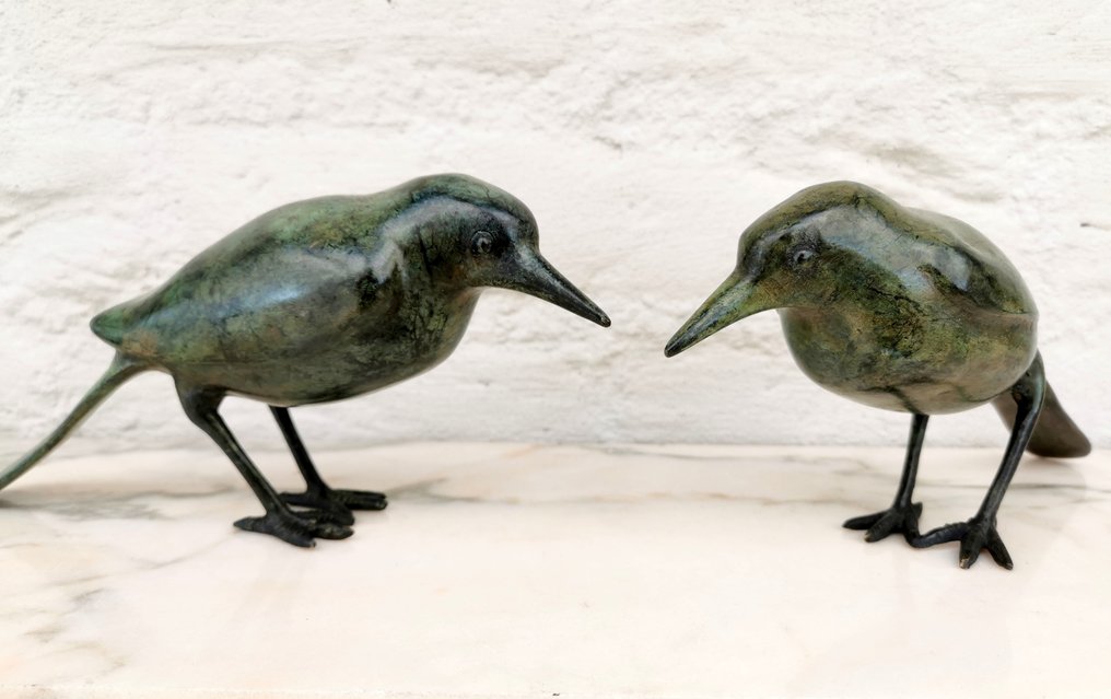 Figurine - A pair of bronze birds - Bronze #2.2