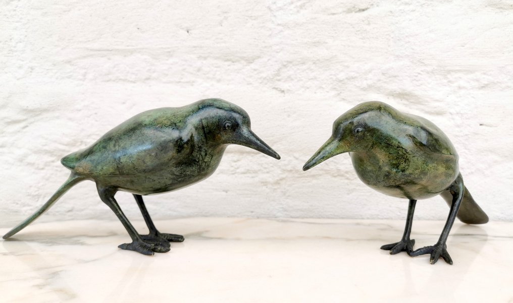 Figurine - A pair of bronze birds - Bronze #2.1