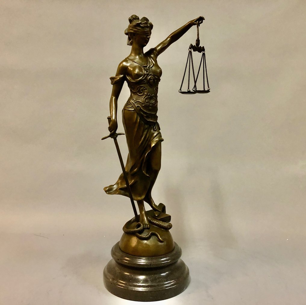 Skulptur, Groter beeld Vrouwe Justitia - 40 cm - Bronze #2.1