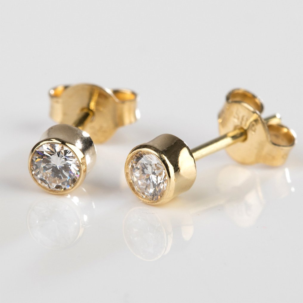 χωρίς τιμή ασφαλείας - Handmade - Σκουλαρίκια - 14 καράτια Κίτρινο χρυσό - 0.42ct. tw. Διαμάντι (Φυσικό) - Hauszertifikat #4.3