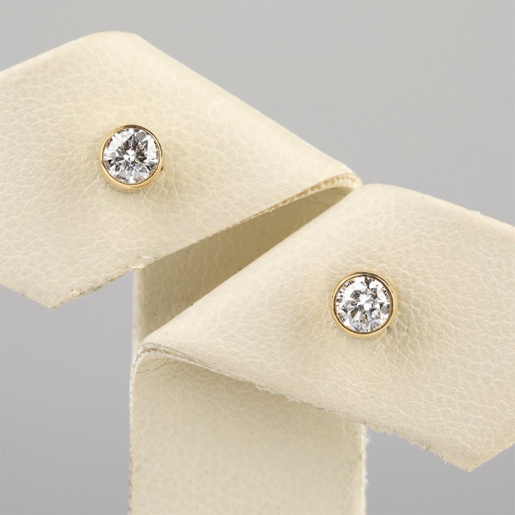 χωρίς τιμή ασφαλείας - Handmade - Σκουλαρίκια - 14 καράτια Κίτρινο χρυσό - 0.42ct. tw. Διαμάντι (Φυσικό) - Hauszertifikat #1.0