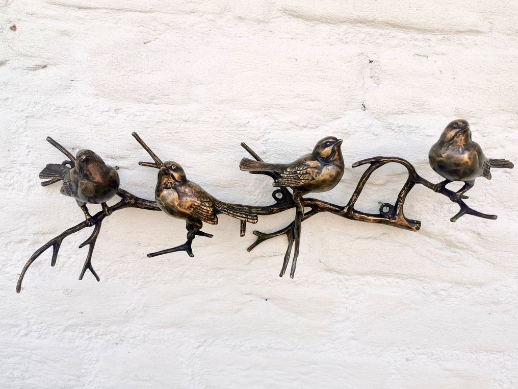 Figurka - 4 birds on a branch - Brązowy #1.1