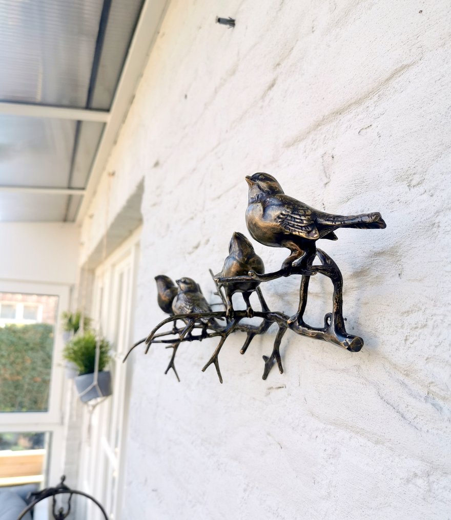 Figurine - 4 birds on a branch - Bronze #2.1