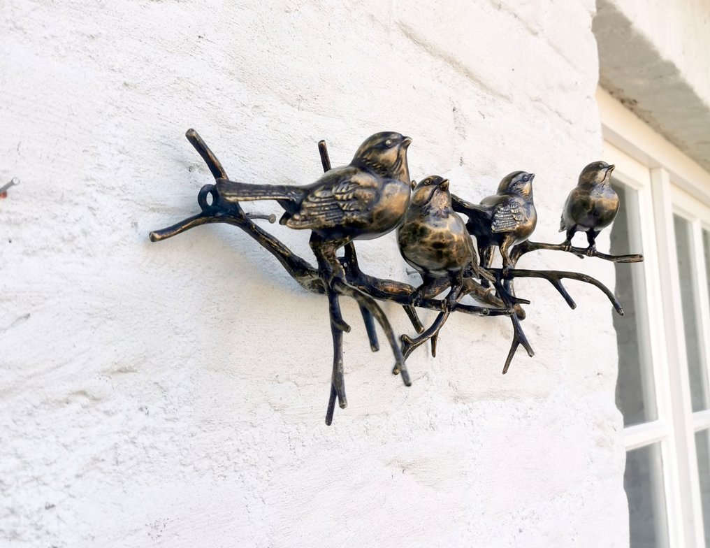 Statuette - 4 birds on a branch - Bronze #3.2