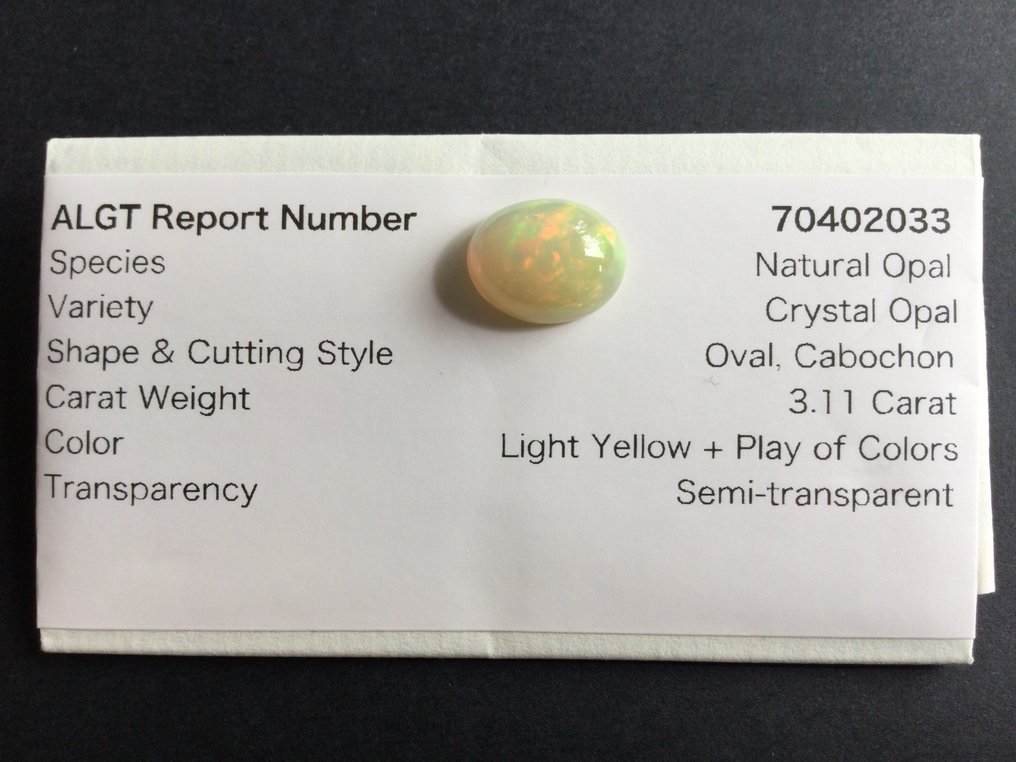 Lys gul Krystall opal - 3.11 ct #3.2