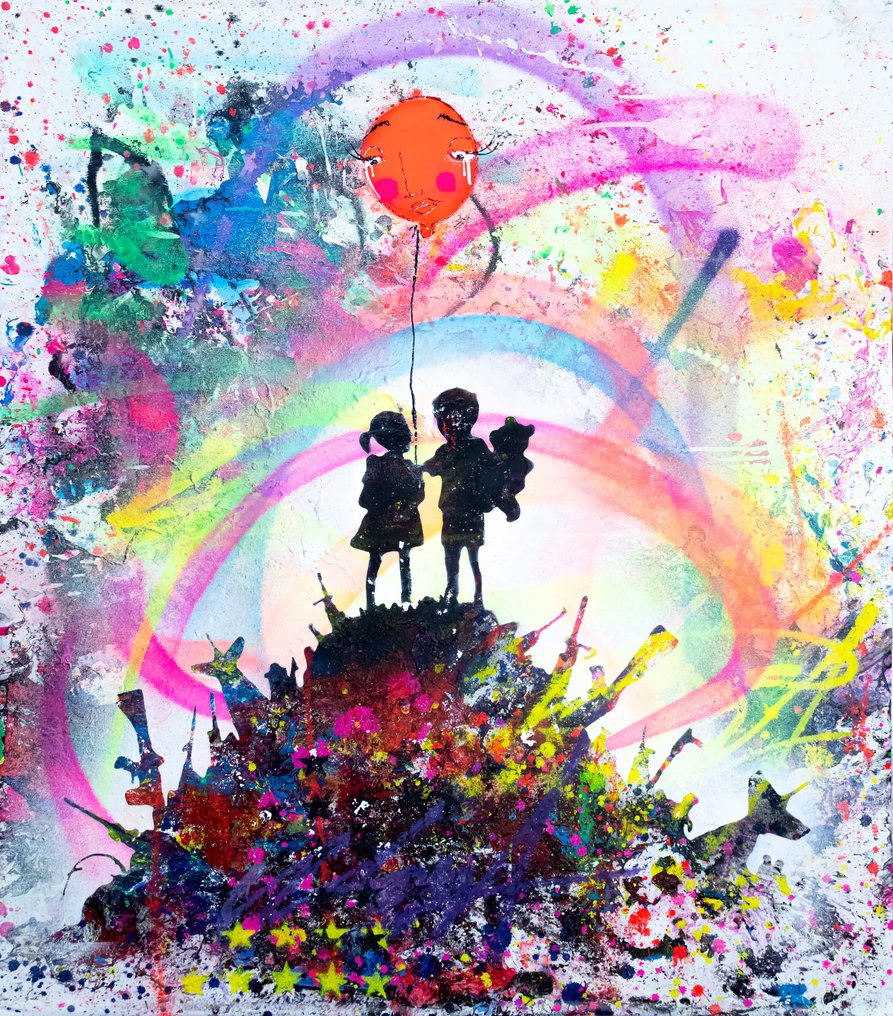 Utopia - Kids on Guns Hill with bubble and rainbow explosion of colors #3.2