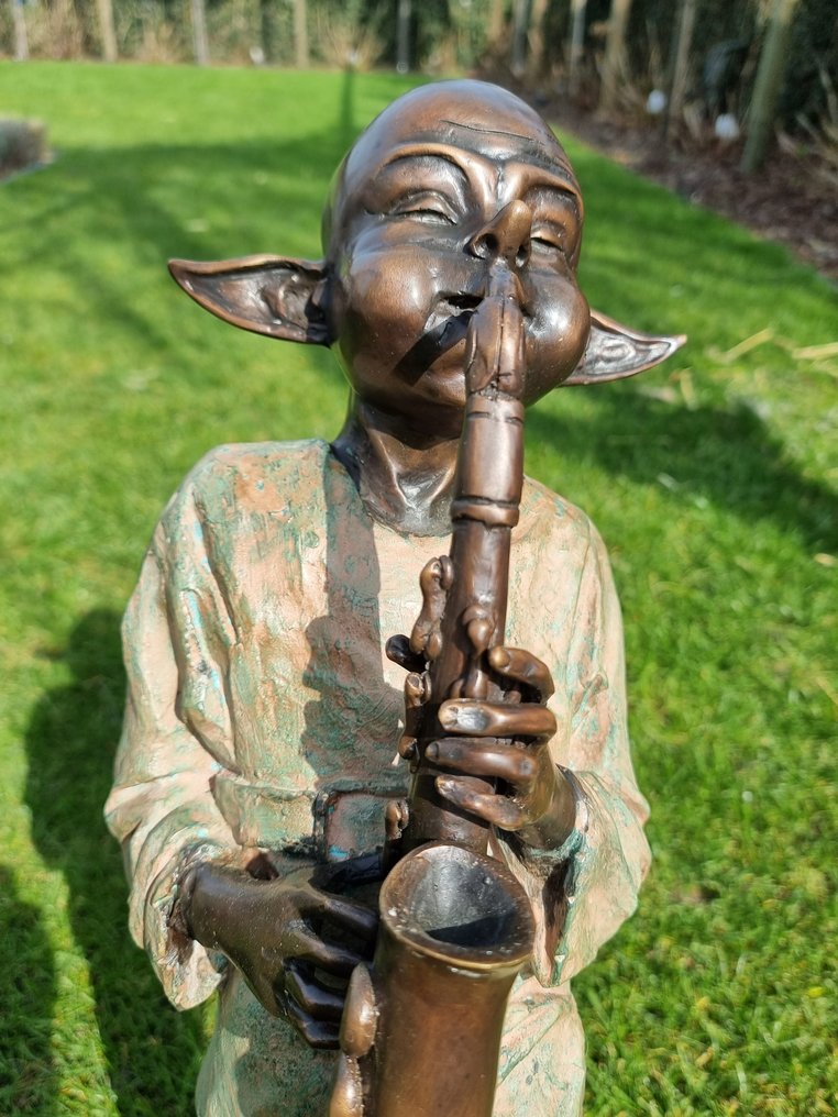 Γλυπτό, Gnome playing saxophone - 70 cm - Μπρούντζος #4.3