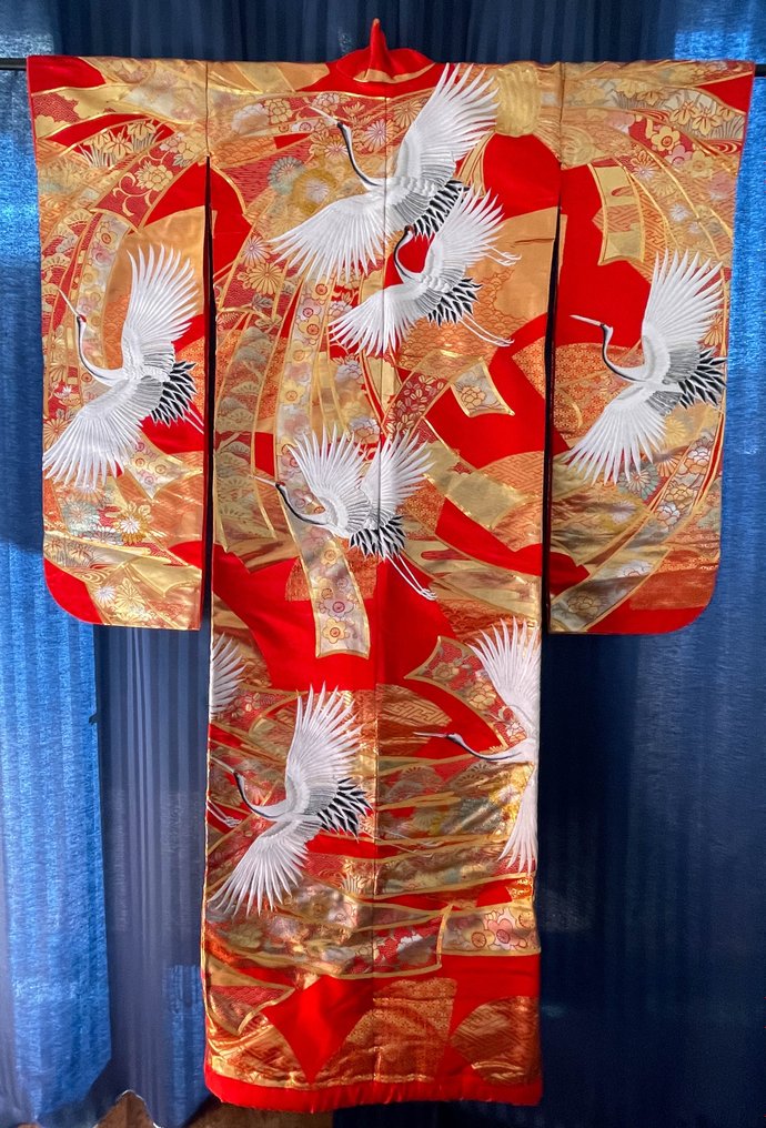 Kimono, Uchikake - Bumbac, Fir de argint, Fir de aur, Mătase - La Mariée - Japonia - mijlocul secolului al XX-lea #1.1