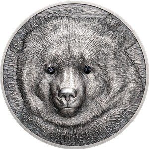 Mongolia. 500 Togrog 2019 Mongolian Gobi Bear - Antique Finish, 1 Oz (.999) #2.1