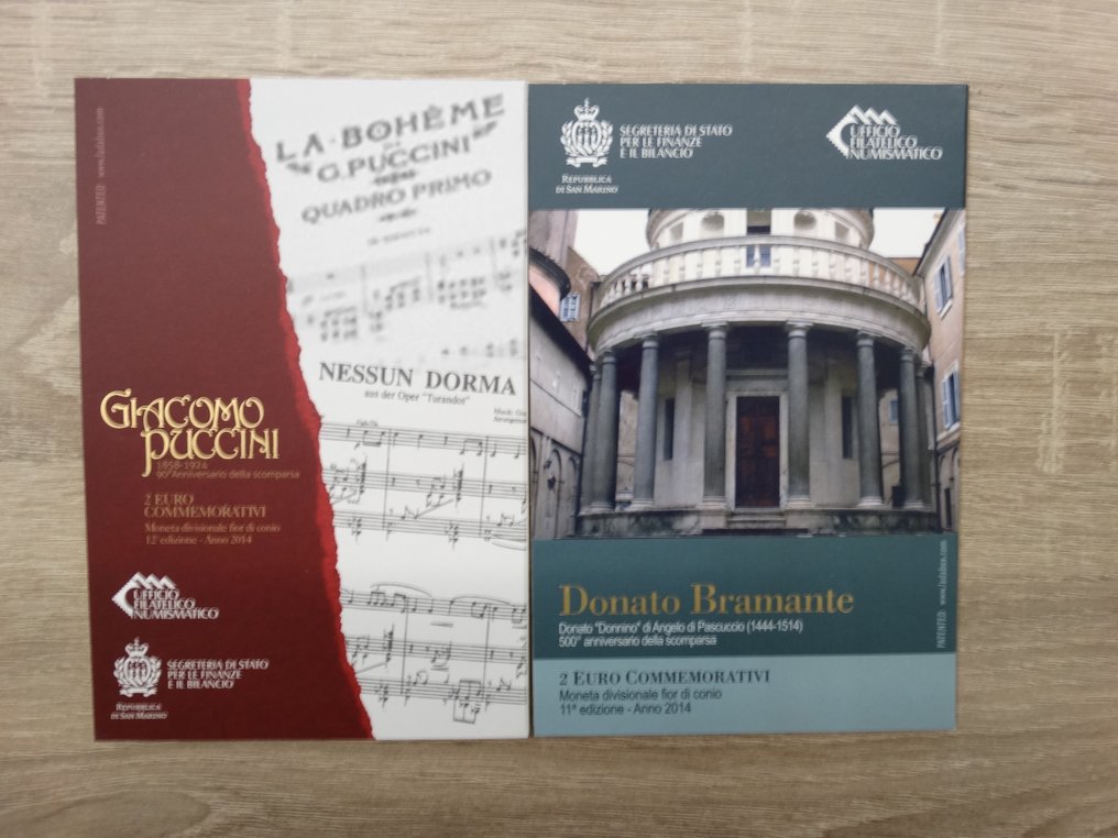 San Marino. 2 Euro 2014/2017 (8 stuks)  (Nincs minimálár) #3.2