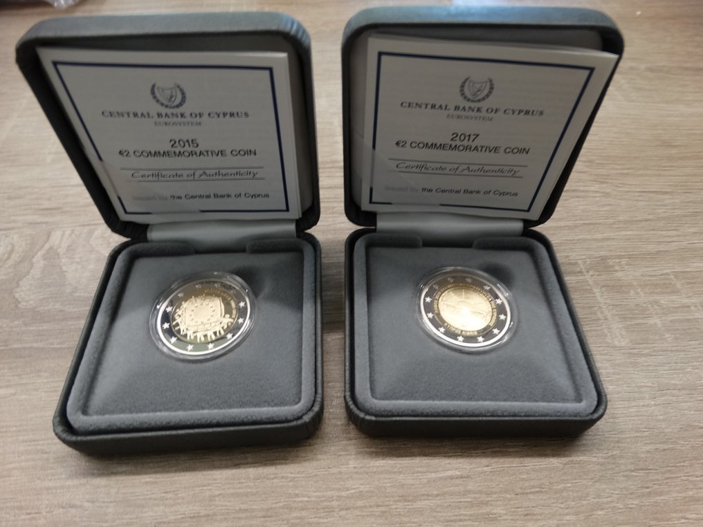 Ciprus. 2 Euro 2015/2017 "European Flag" + "Paphos" (2 coins) Proof  (Nincs minimálár) #2.1