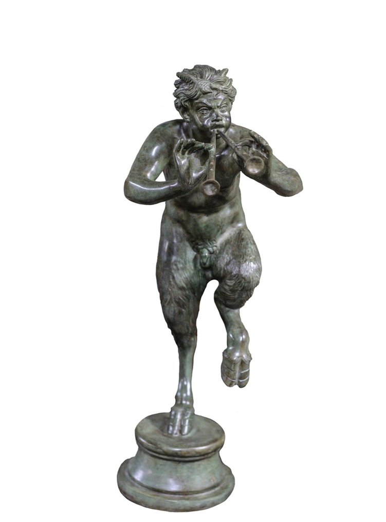 Escultura, sátiro com cachimbo - 71 cm. - Bronze - Final do século XX #1.1