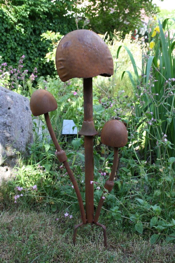 sculptuur, Decoratieve Tuinprikker "Paddenstoelen" - 70 cm - IJzer #1.2