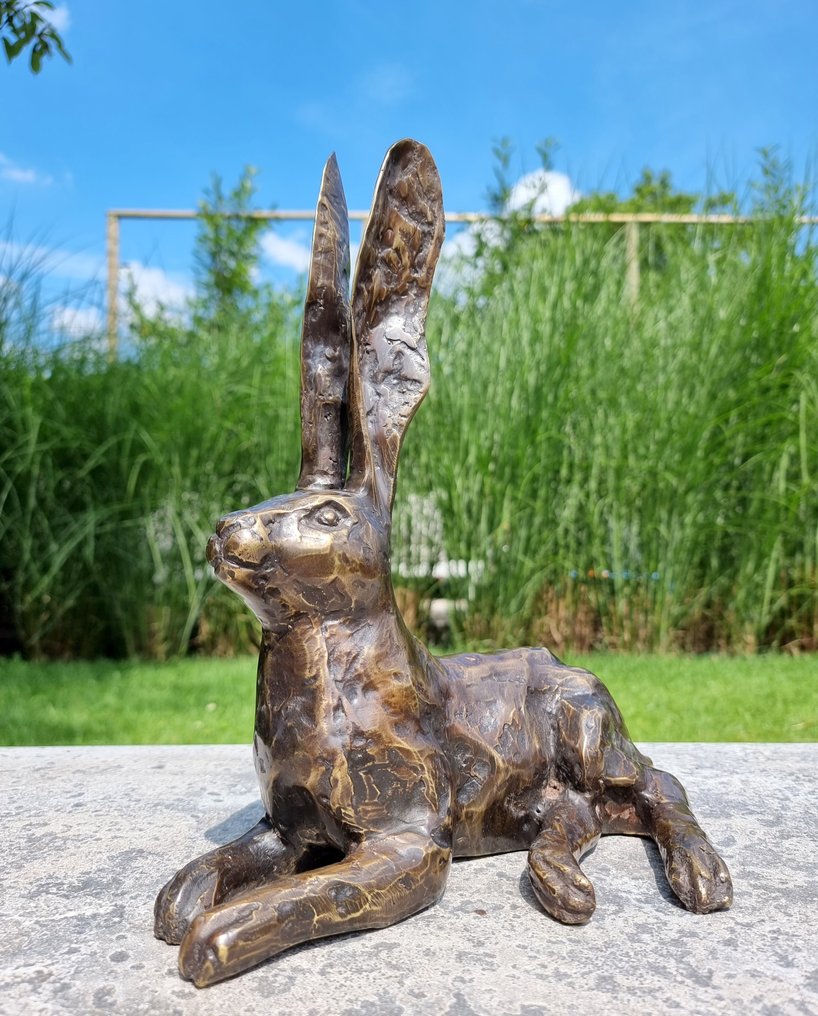 Γλυπτό, Liggende haas - 32 cm - Μπρούντζος #3.2