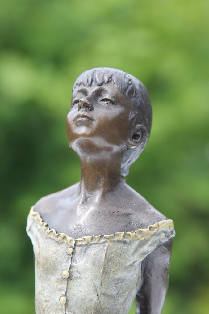 Statue, 14 jarig danseresje (naar degas) - 39 cm - bronse marmor #4.3