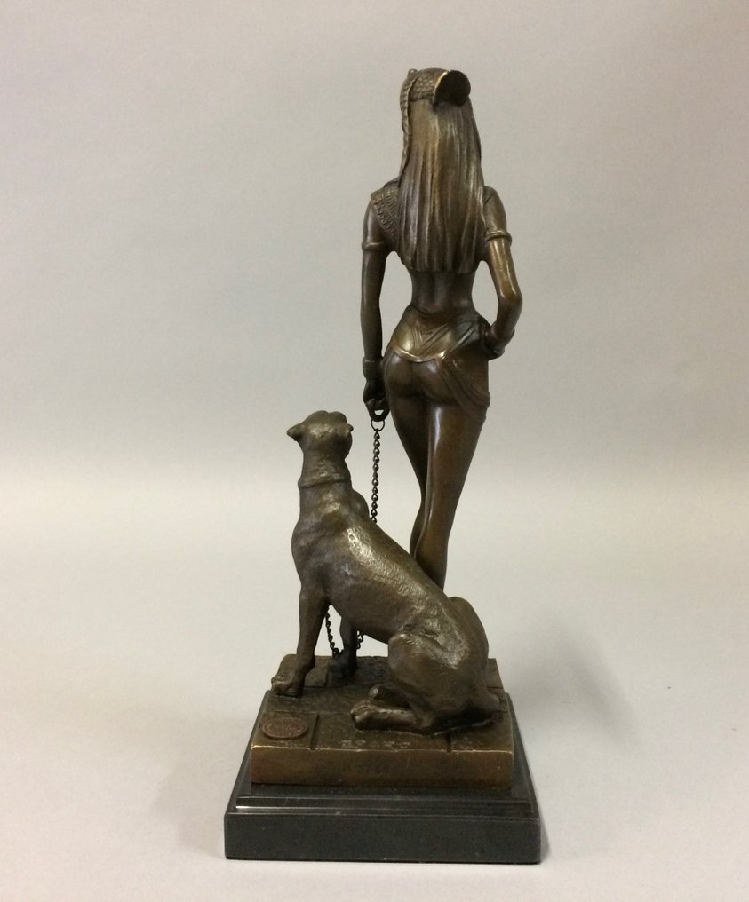 Patsas, Cleopatra met panter - 18 cm - Pronssi #3.2