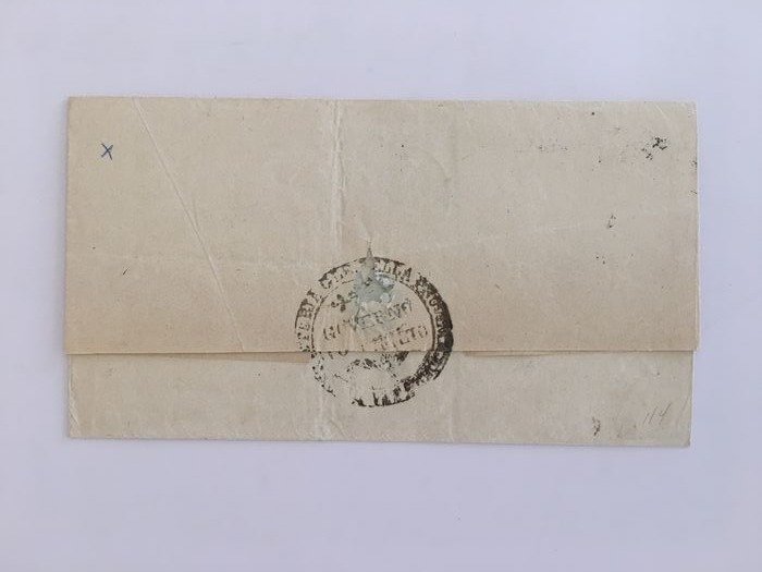 Italian Ancient States - Papal State  - Stunning cover from Viterbo to Canepina with four copies of Sassone 1Aa and two of Sassone 3Ab. #2.1