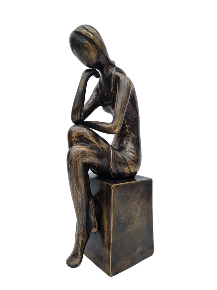 Figurine - A thinking lady - Bronze #2.1