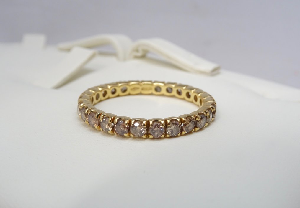 戒指 - 18 克拉 黃金 鉆石 (天然彩色)  #1.0