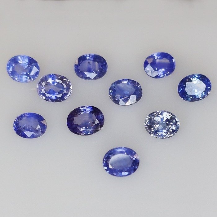 10 pcs  Blå Safir  - 5,15 ct - Antwerp Laboratory for Gemstone Testing (ALGT) #1.0